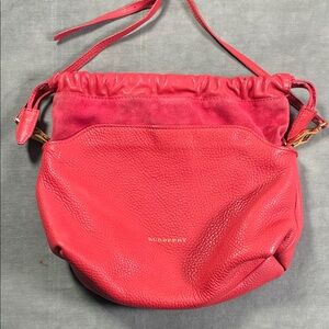 Burberry Vibrant Coral Pink  Leather Shoulder Bag